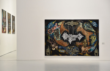 Vue de l'exposition de Damien Deroubaix