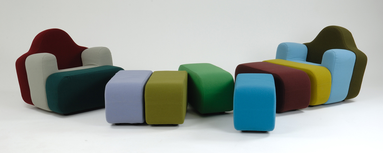 Pierre Charpin (designer), galerie Kreo (éditeur), Cinova (fabricant), "Slice", fauteuil méridienne modulaire, 1996