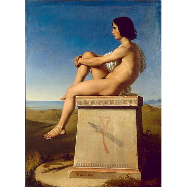 Hippolyte-Jean Flandrin, "Politès, fils de Priam, observant les mouvements des Grecs vers Troie", 1834, huile sur toile, 198 x 148,5 cm