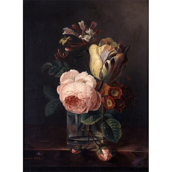 Lardet, "Rose dans un verre", 1838, huile sur toile, 32 x 24 cm