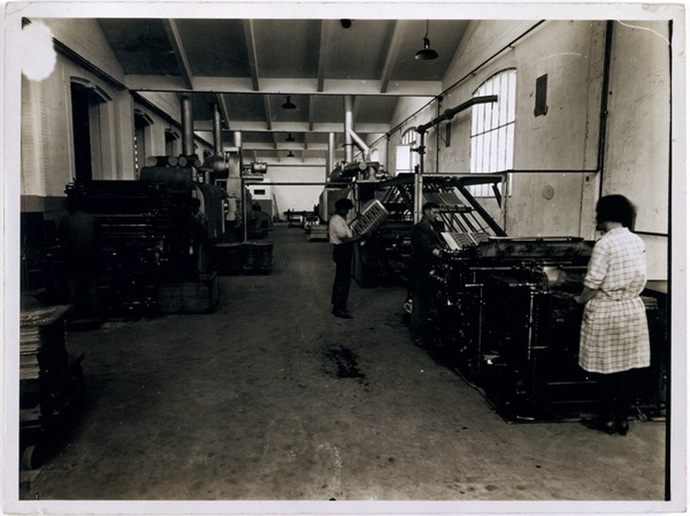 Imprimerie, presses et étuves, usine de fabrication de fer blanc