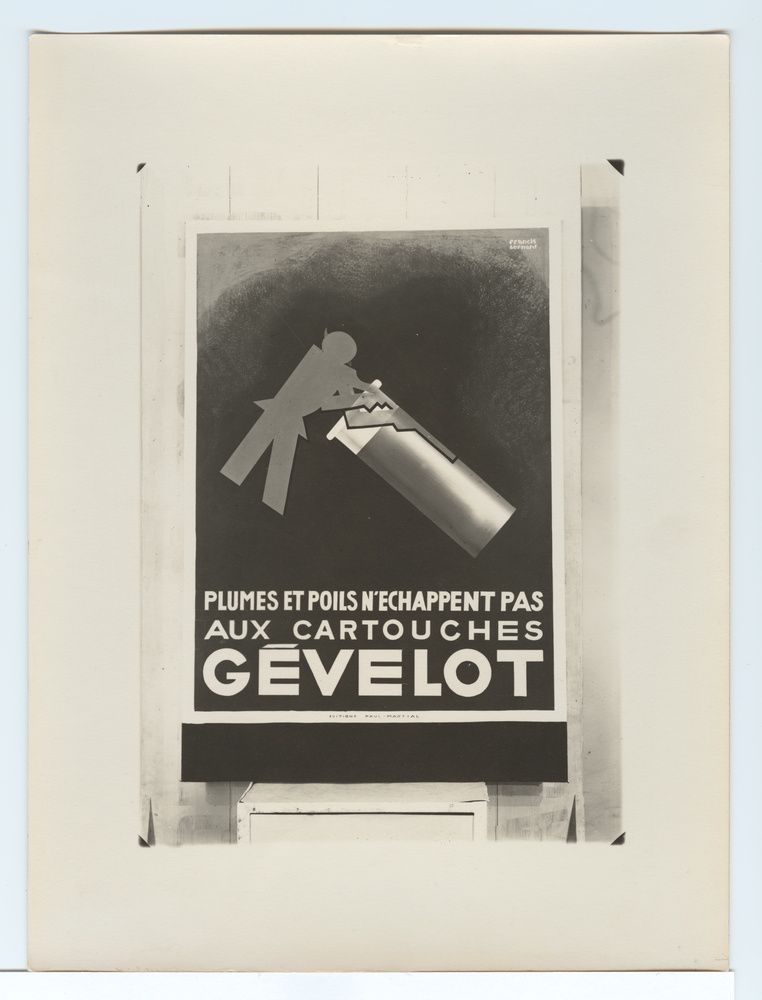 Francis Bernard, affiche publicitaire pour les cartouches Gévelot, contretype