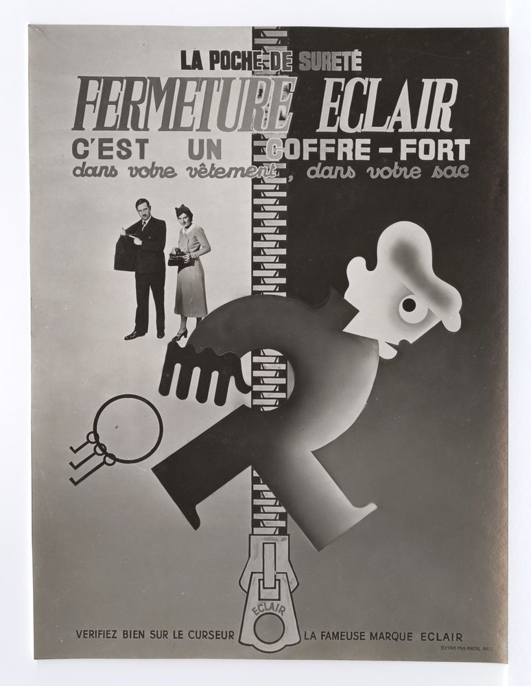 Francis Bernard, publicité pour la Fermeture Eclair, contretype