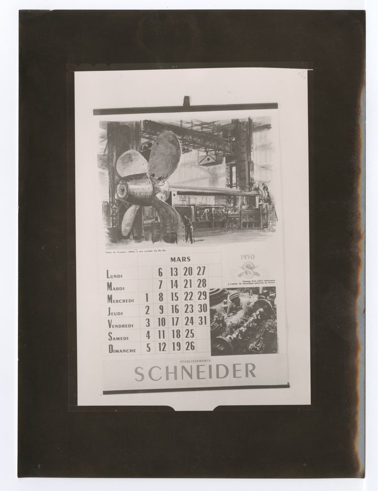 Etablissement Schneider, calendrier 1950