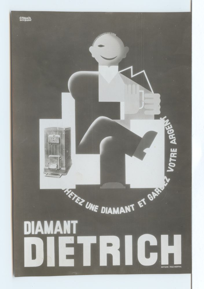 Francis Bernard, publicité pour la chaudière Diamant Dietrich, contretype