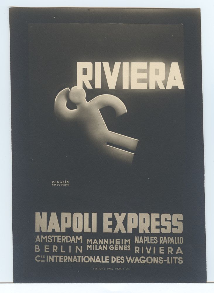 Francis Bernard, publicité RIVIERA, Cie Internationale des Wagons -Lits Napoli Express, contretype