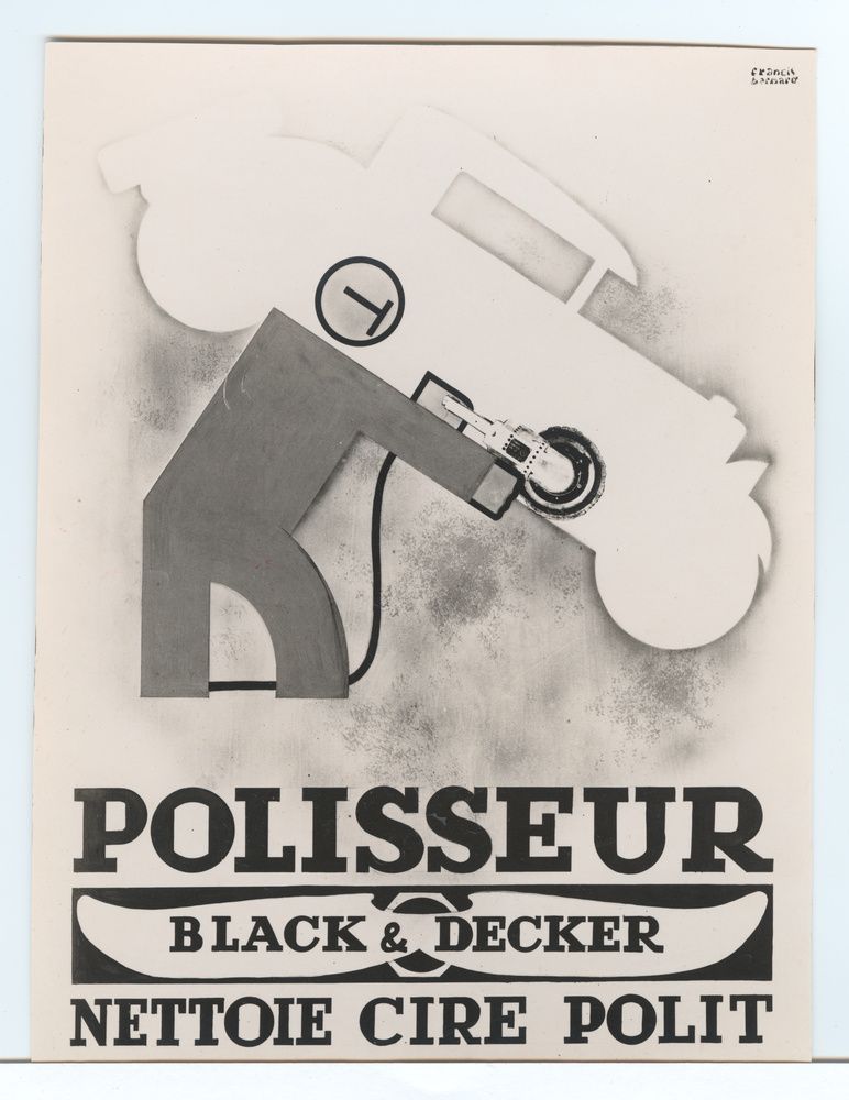 Francis Bernard, publicité pour le polisseur Black & decker, contretype