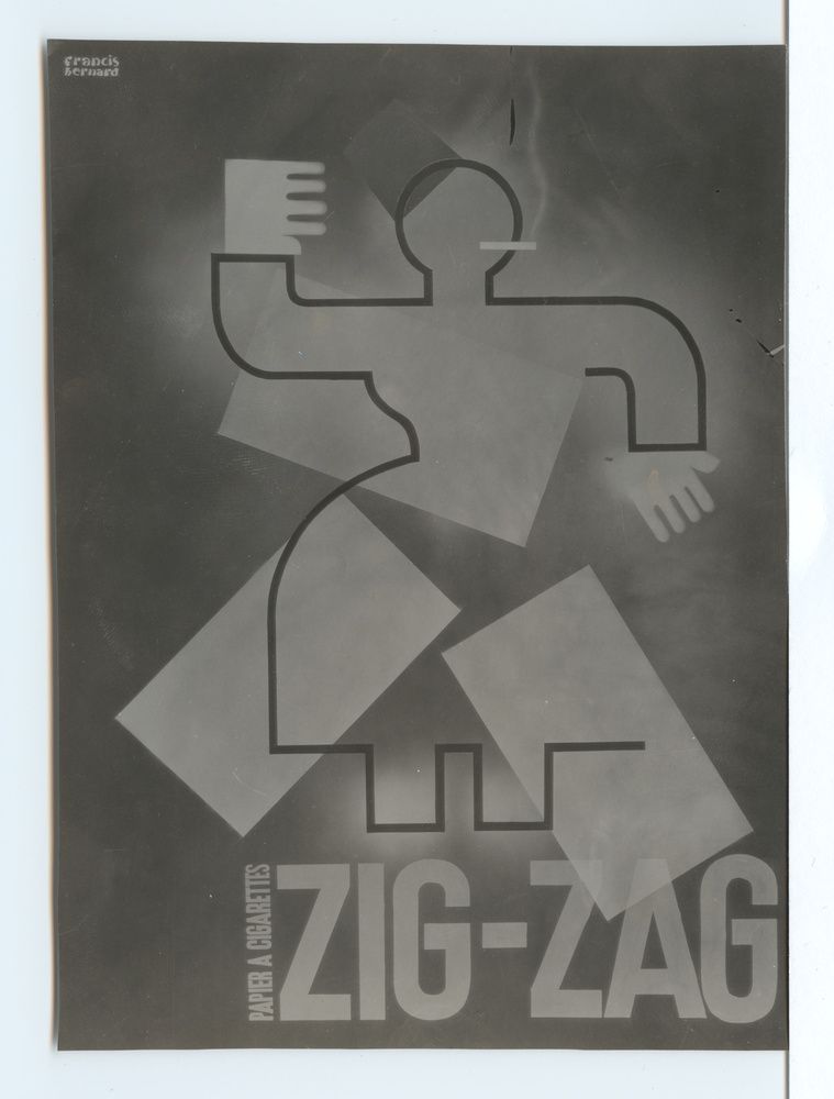 Francis Bernard, publicité pour le papier à cigarettes ZIG-ZAG, contretype