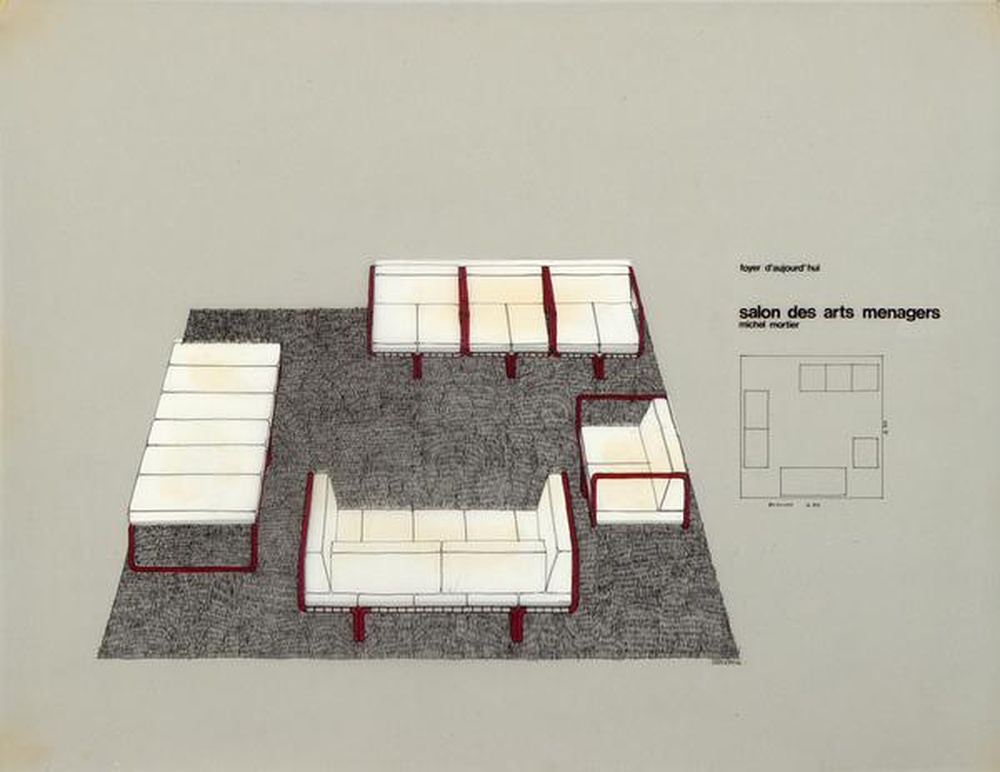 Siège fauteuil banquette SFB 119, Salon des arts ménagers, Foyer d'aujourd'hui, 1970