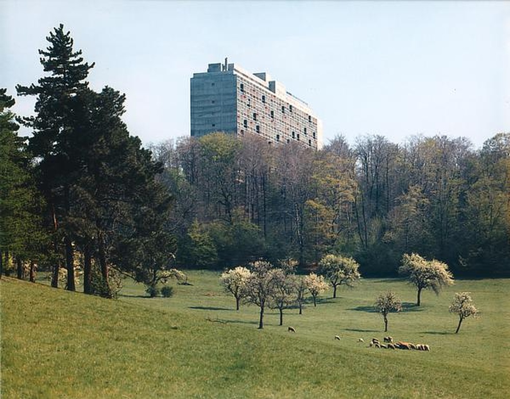 Firminy-vert : unité d'habitation Le Corbusier vue depuis le parc des Bruneaux