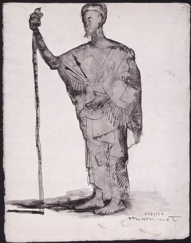 Au Maroc, homme au bâton 1918