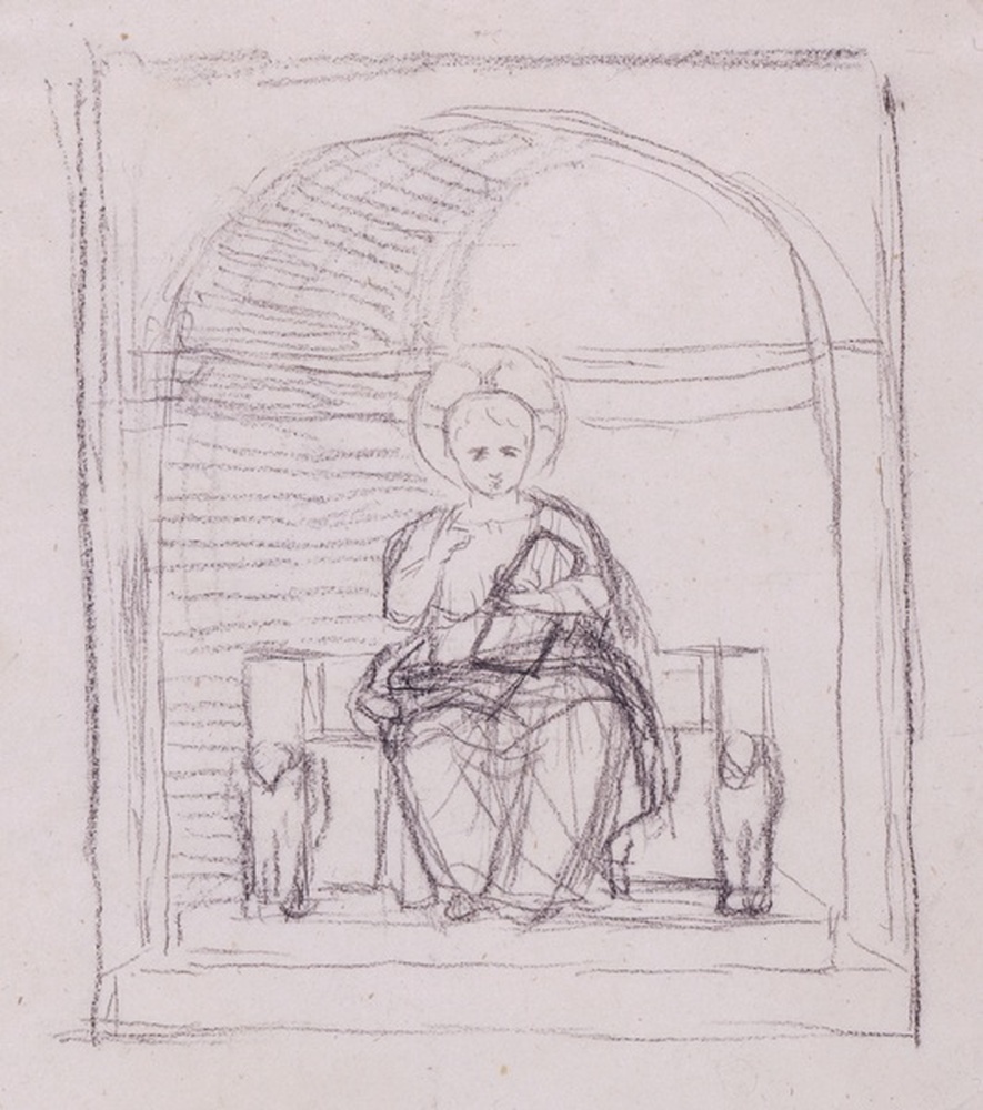 Etude pour l'enfant Jésus (aquarelle) conservée au Musée d'art moderne de Saint-Etienne