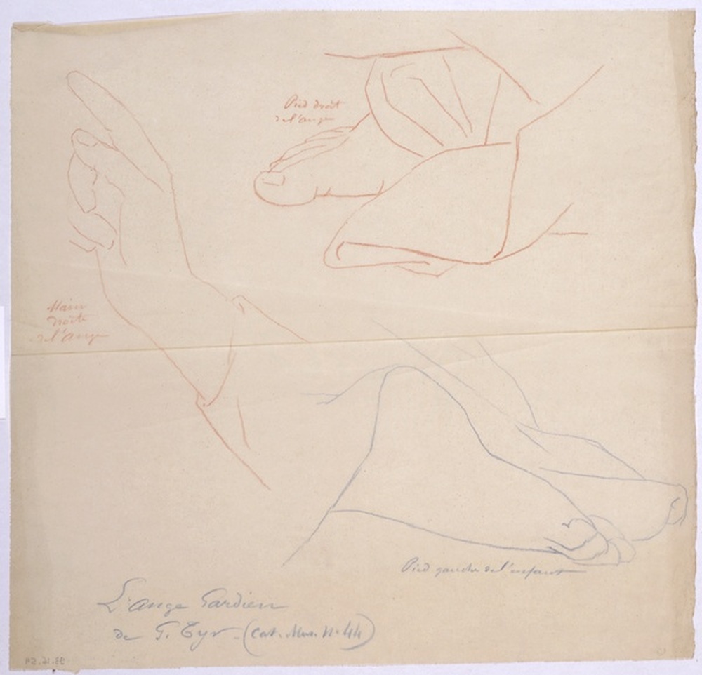 Etudes de pieds et de mains pour l'Ange gardien