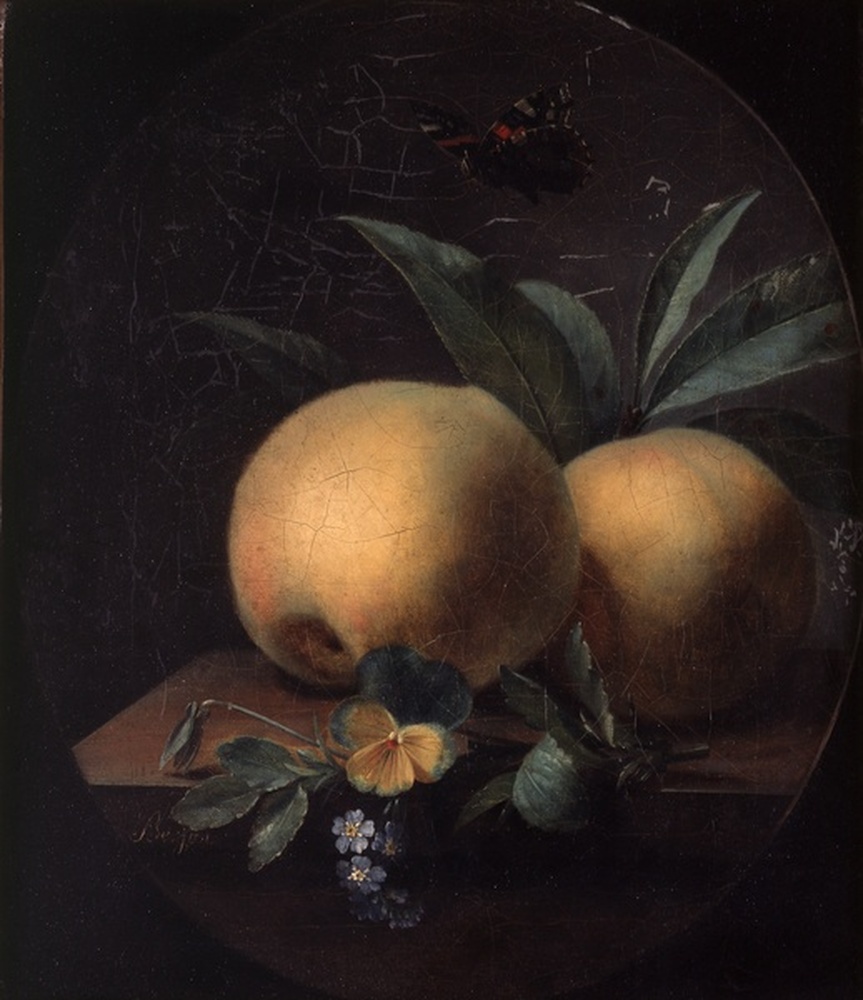 Nature morte, pêches et fleurs