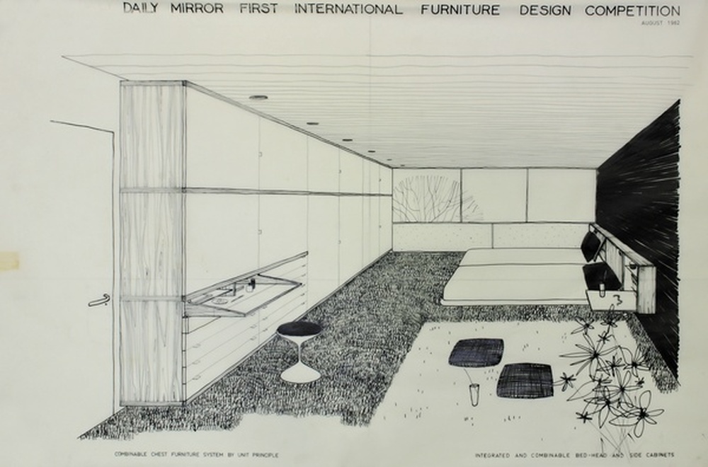 Daily mirror first international furniture design competition, system by unit principle integraded and combinable bed-head and side cabinets