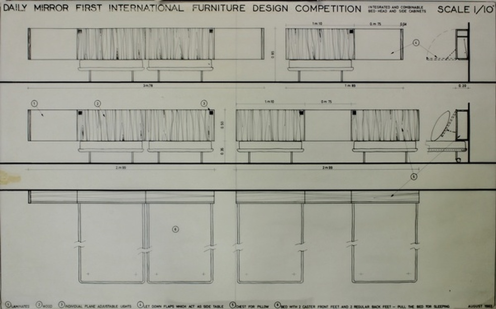 Daily mirror first international furniture design competition, bed-head and side cabinets