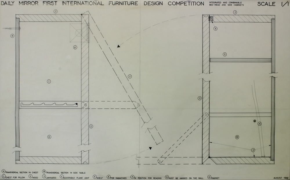 Daily mirror first international furniture design competition, bed-head and side cabinets