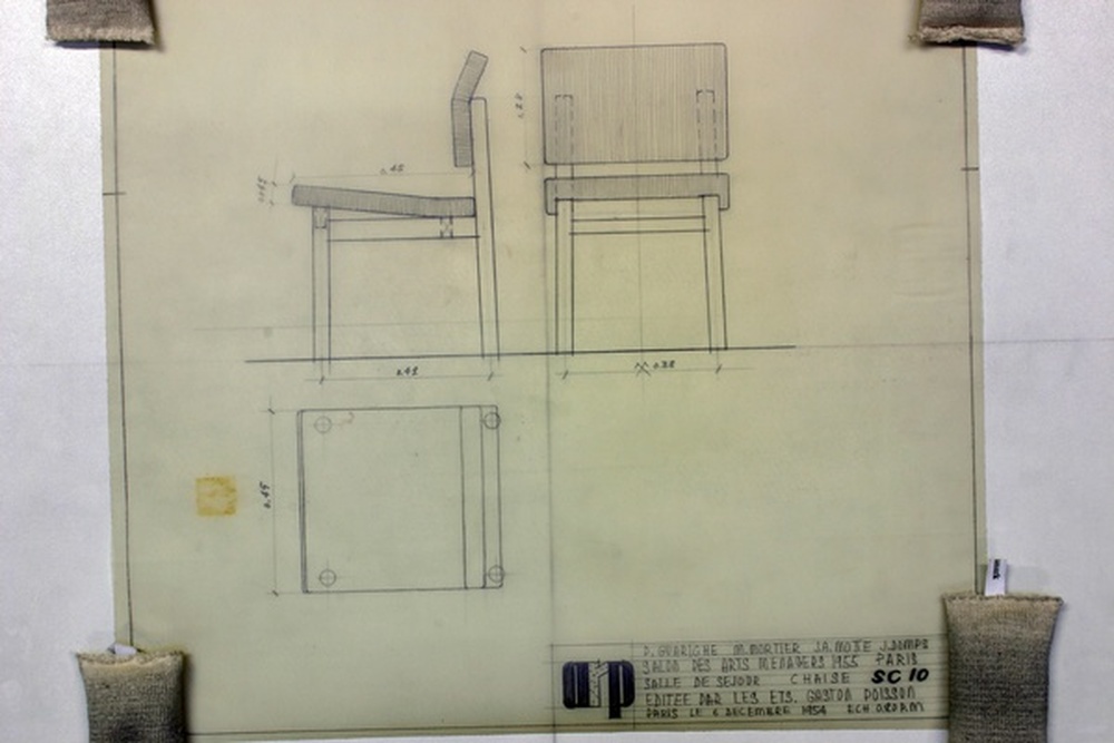 Salon des arts ménagers (Paris, 1955), Salle de séjour chaise SC 10, éditée par les établissements Gaston Poisson