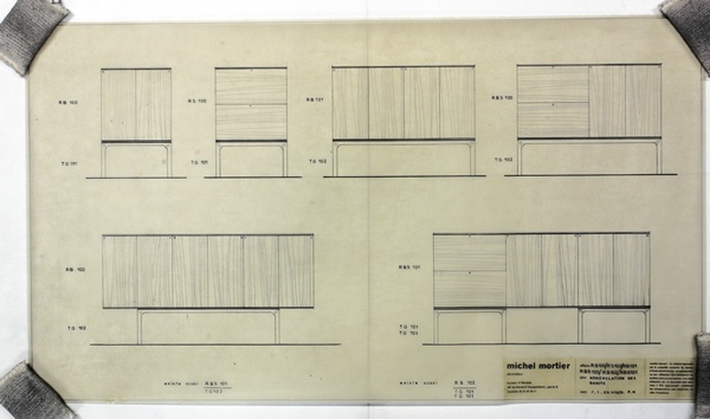 Rangement bahut RB 100 RB 101  RB 102, rangement secrétaire RS 100, rangement bahut secrétaire RBS 100 RBS 101, nomenclature des bahuts, 1958 - 1962