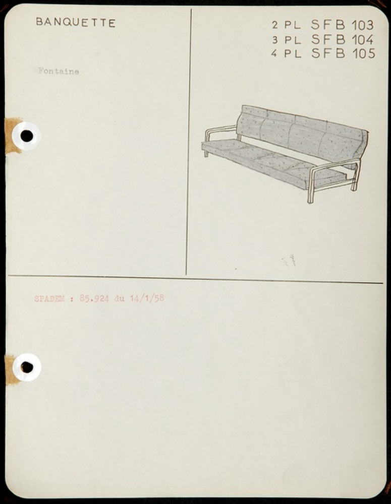 Siège fauteuil banquette SFB 103, SFB 104, SFB 105, 1958