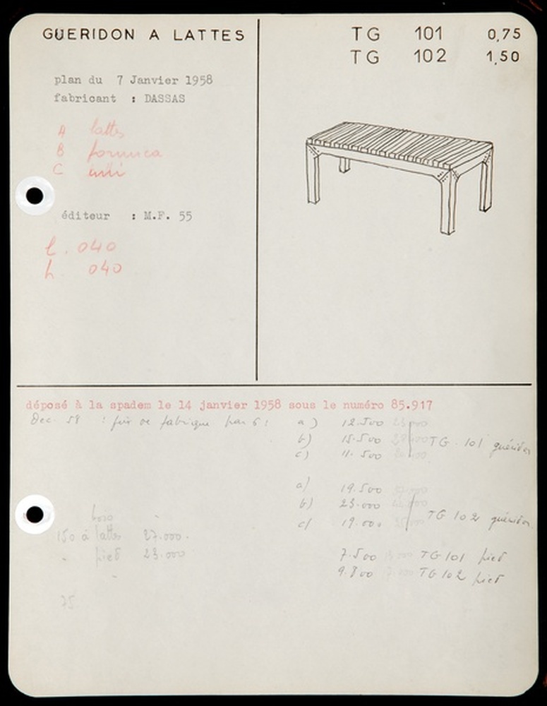 Table guéridon TG 101, TG 102, 1958