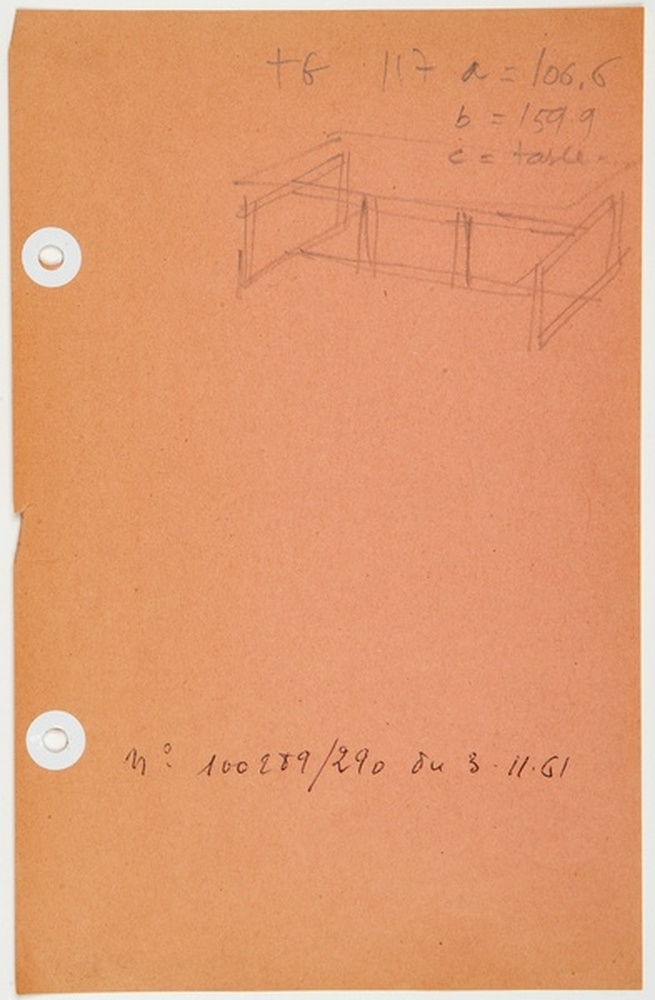 Rangement bahut RB 105 RB 106, table guéridon TG 117, 1961