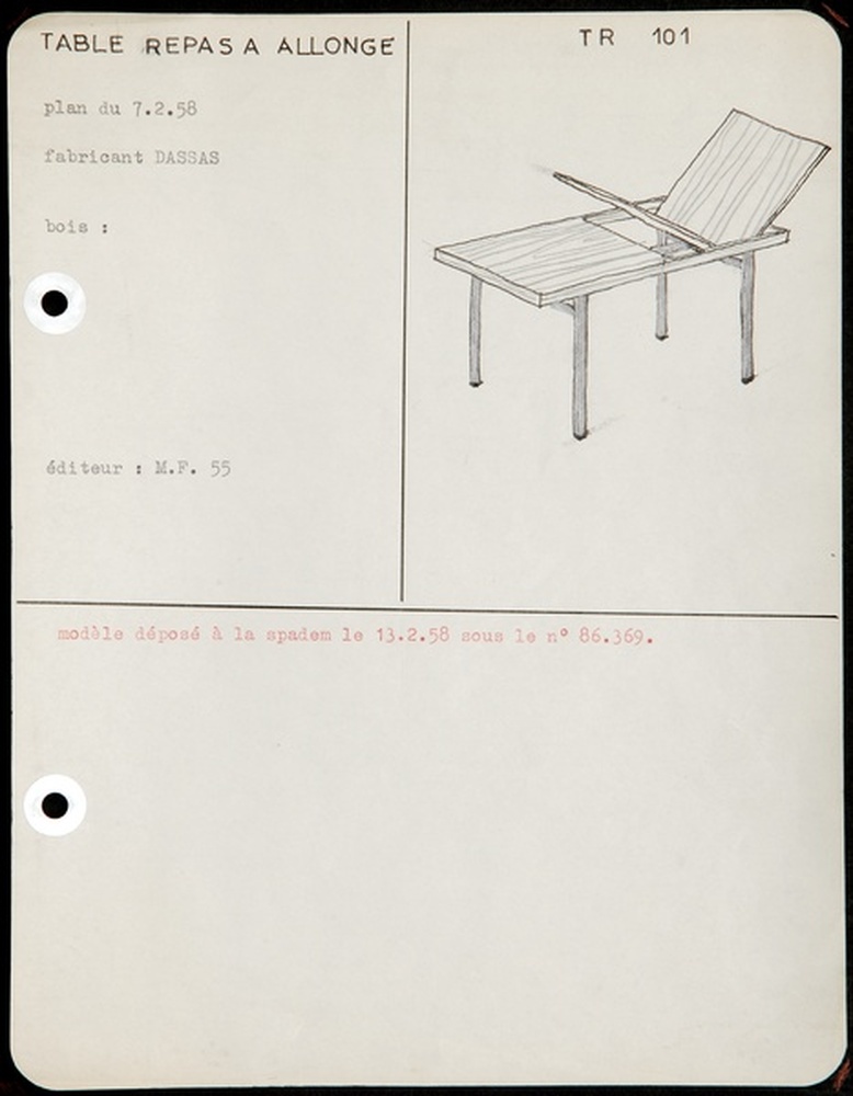 Table repas TR 101 à allonge, 1958