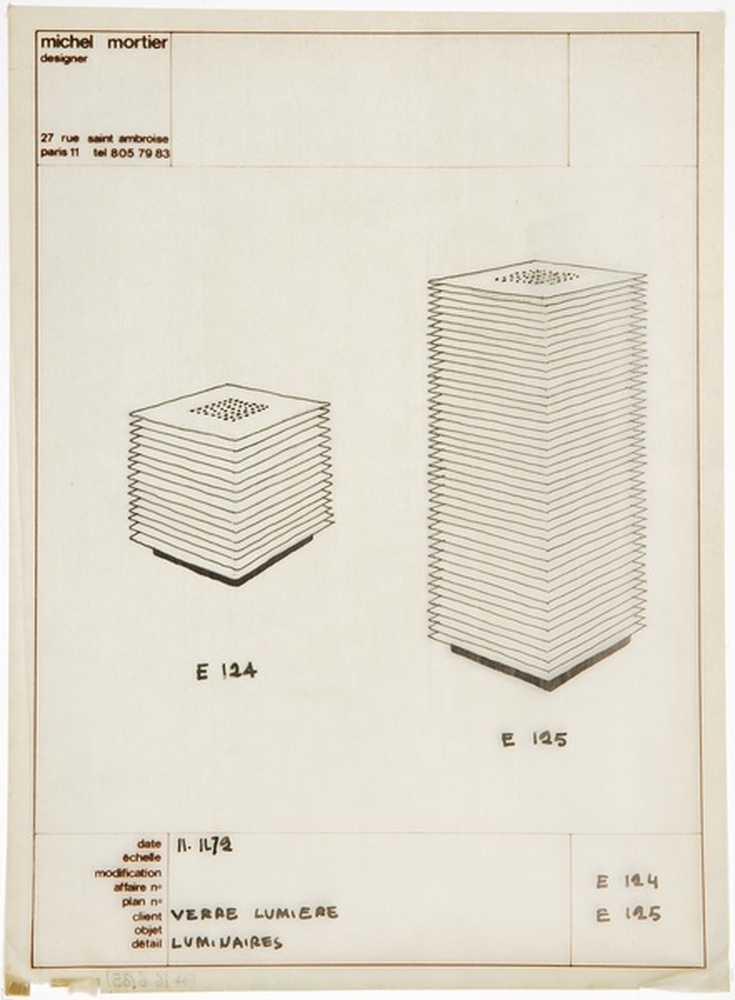 Eclairage E 124, E125, Verre lumière, luminaires, 1972