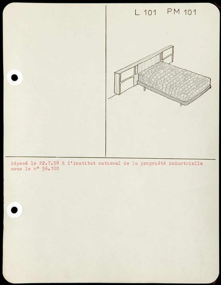 Lit L 101, panneau mural PM 101, lit L 101a, 1958