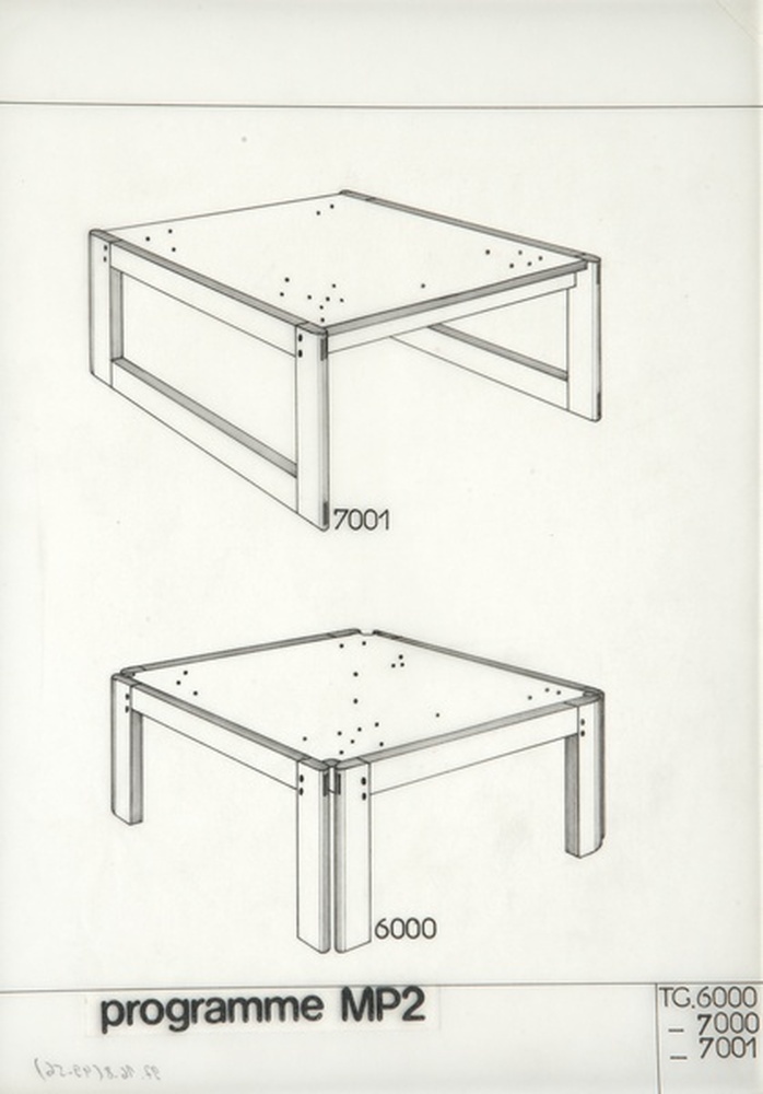 Table guéridon TG 6000, TG 6001, TG 7000, TG 7001, programme MP2, 1977 - 1978