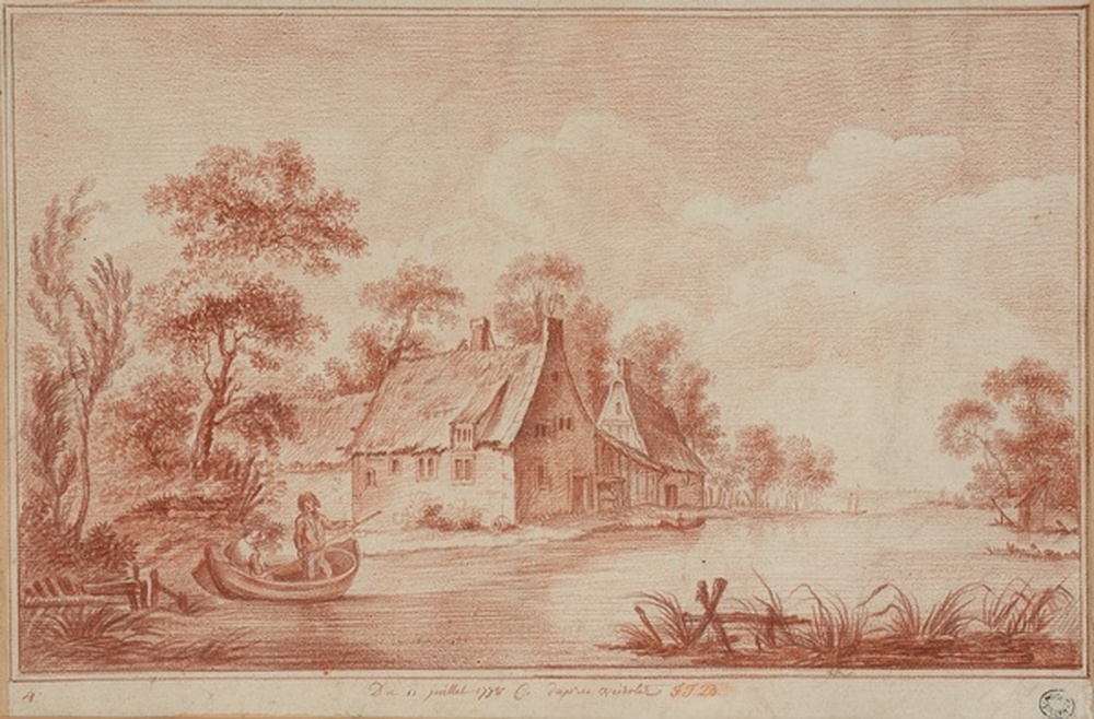 Paysage avec deux figures dans une barque