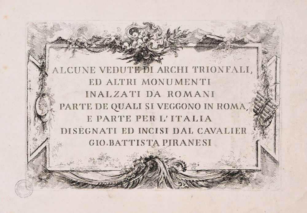 Titre de la deuxième édition (après 1761), quelques vues d'arcs de triomphe