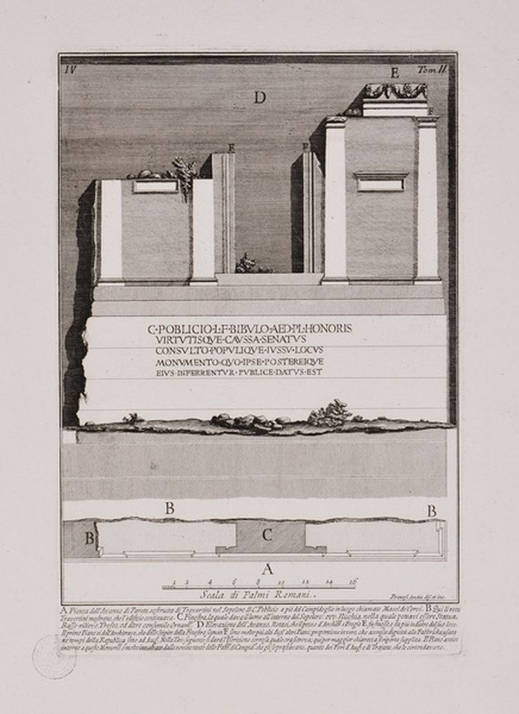 Plan des vestiges des murs du tombeau de C. Publicius