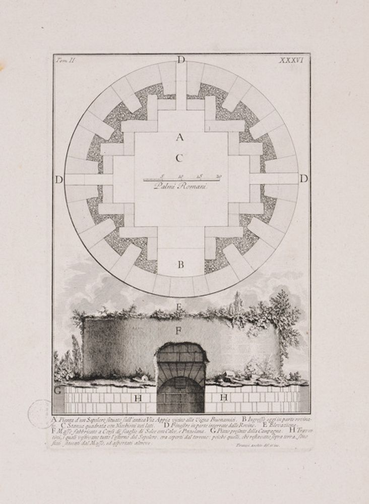 Plan d'un tombeau situé sur la via Appia antica