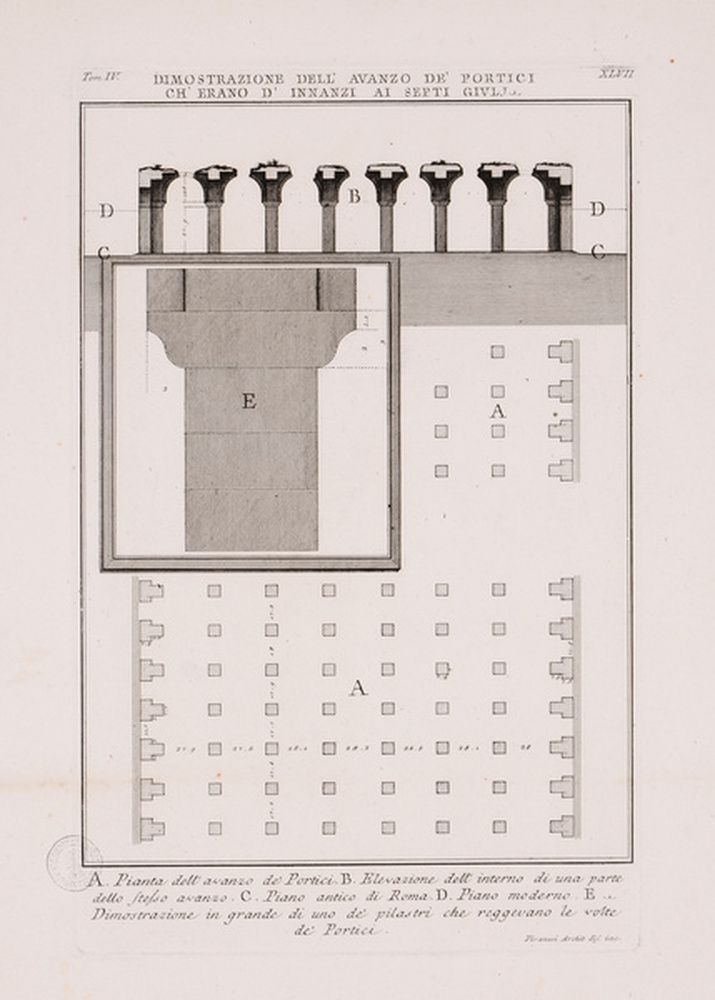 Plans des arcades autrefois devant le septum Julium