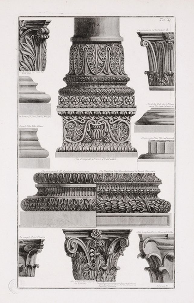 Différentes bases et chapiteaux de colonne