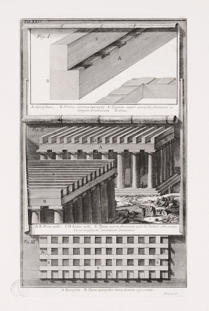 Trois schémas de temples d'ordre dorique