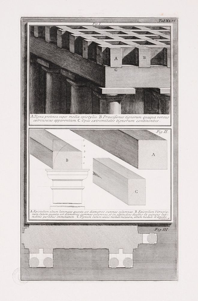 Trois schémas de temples d'ordre dorique