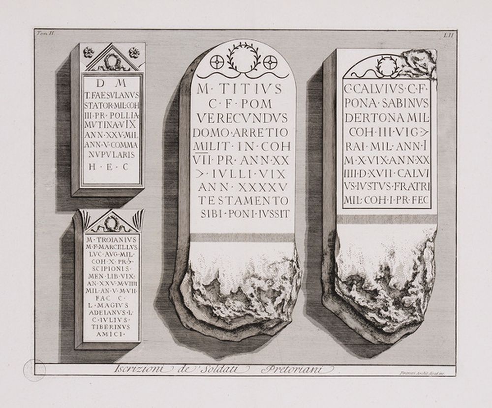 Inscriptions des soldats de la Garde Prétorienne