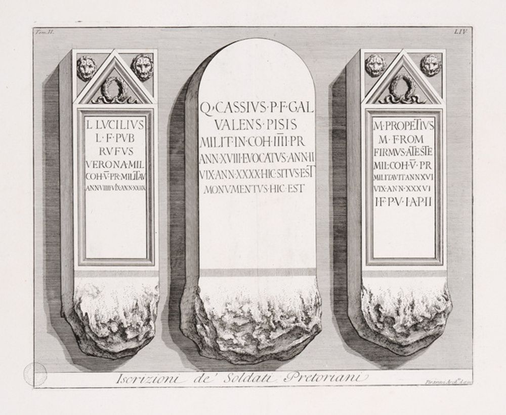 Inscriptions des soldats de la Garde Prétorienne