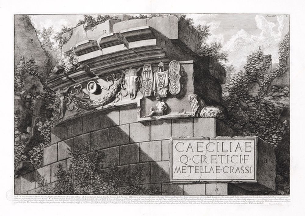 Partie de la façade de la tombe de Cecilia Metella