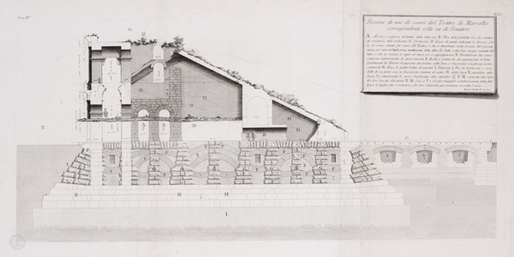 Coupe de l'une des rangées de sièges du théâtre