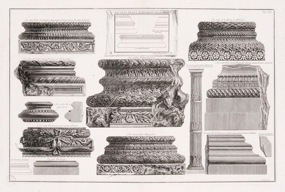 Bases de colonne comparées avec les planches de Le Roy