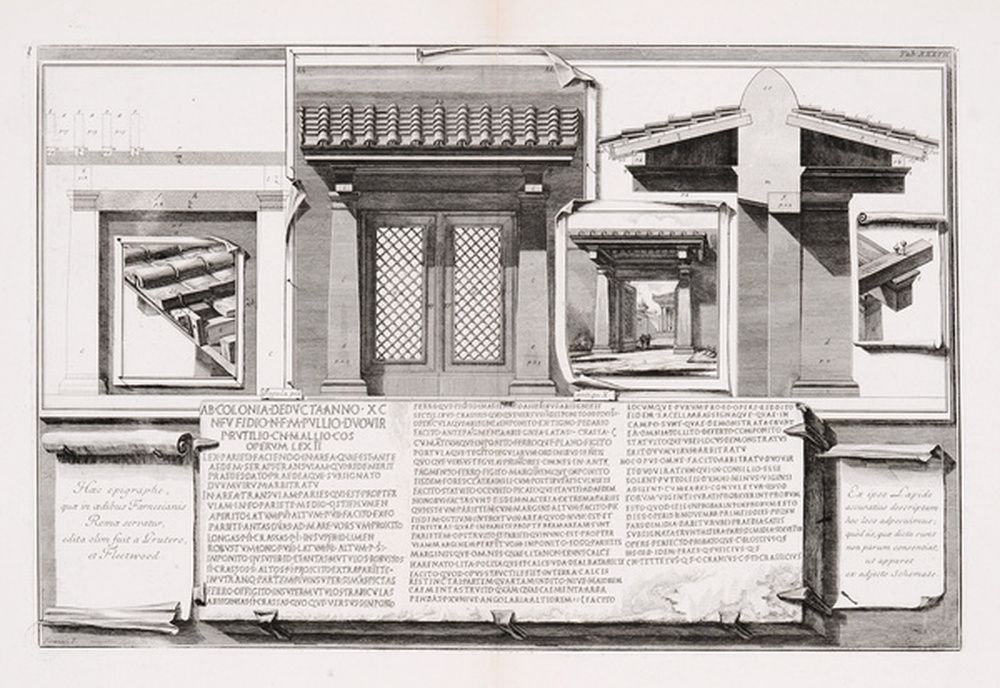 Détails de construction du pronaos d'un temple d'ordre toscan