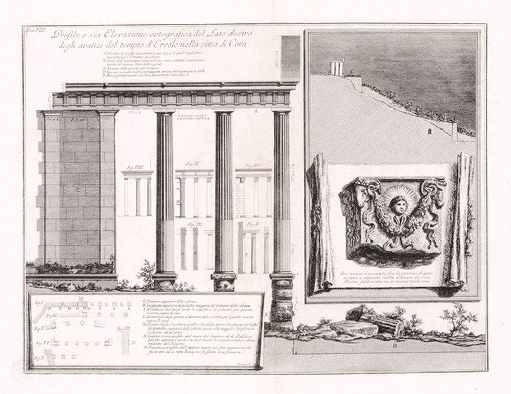 Elévation latérale droite du temple d'Hercule