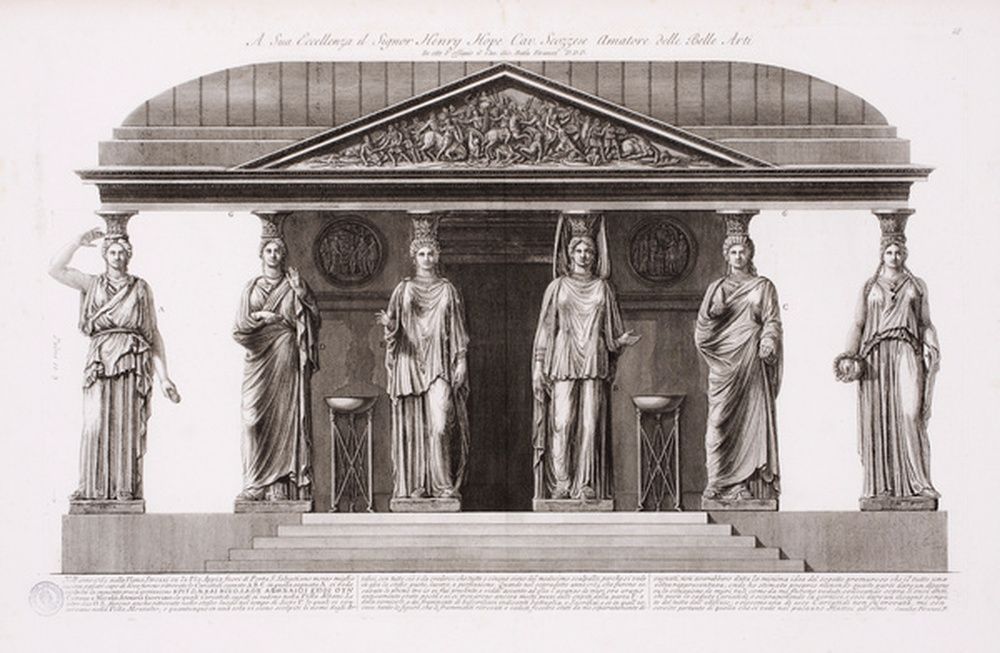 Groupe de caryatides avec dédicace à Henry Hope