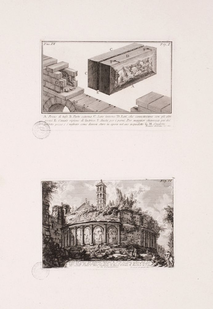 Bloc de tuf ; Vue des vestiges de l’amphithéâtre Castrense