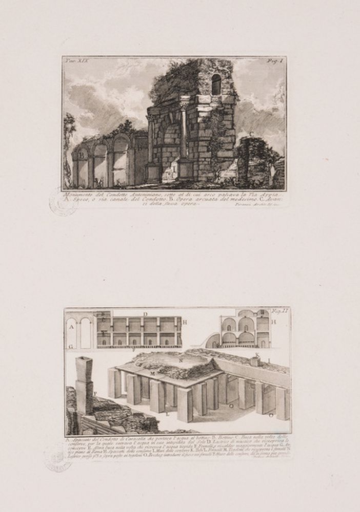 L’acqueduc d’Antonin ; Coupe de l’aqueduc de Caracalla