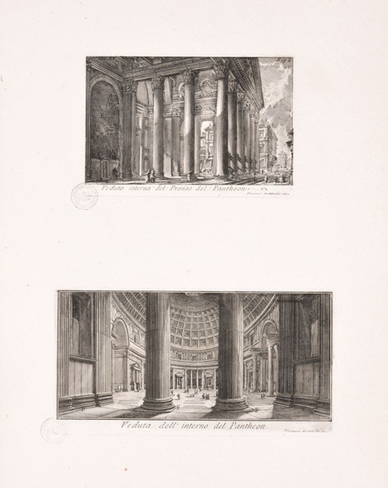 Vue intérieure du pronaos du Panthéon ; Vue intérieure du Panthéon