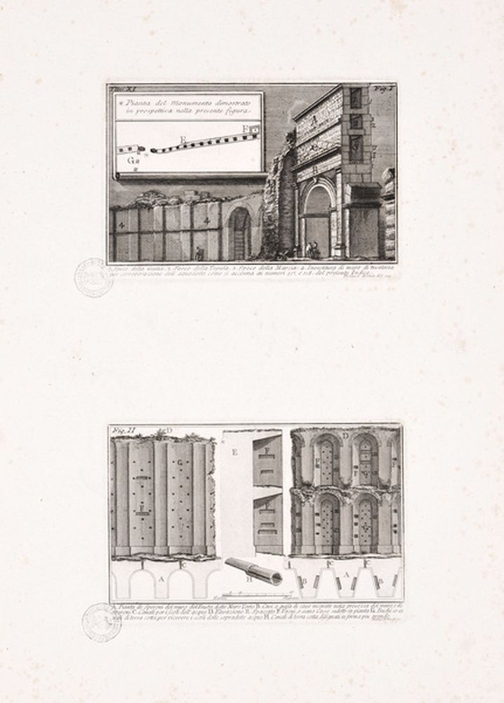 Aqueduc de l’Acqua Giulia ; Plan des contreforts du Muro Torto